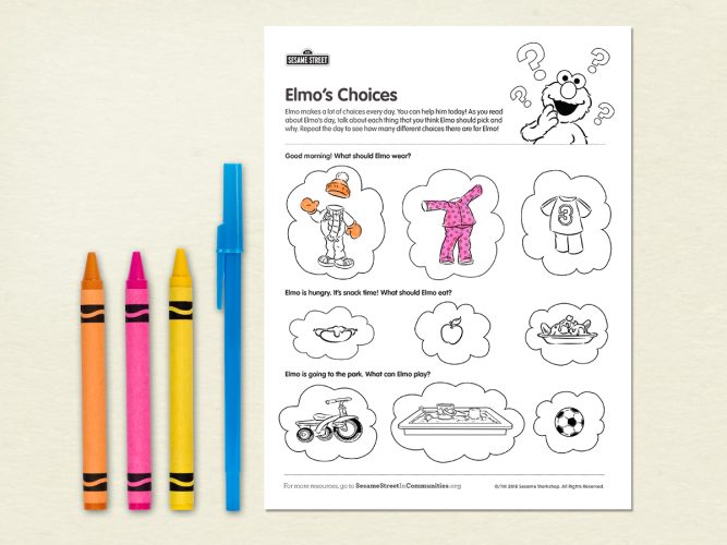 Elmo's Choices Printable