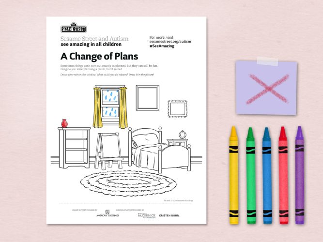 A Change of Plans coloring page.