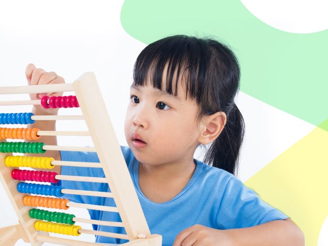 Child using an abacus.