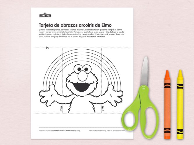 El abrazo arco iris de Elmo activity sheet.