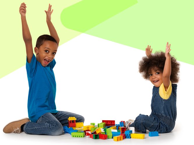 Kids playing with blocks.