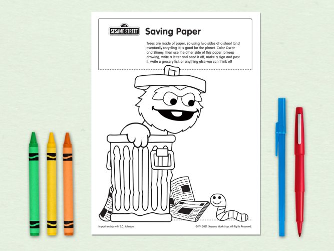 Saving Paper printable with Oscar the Grouch.