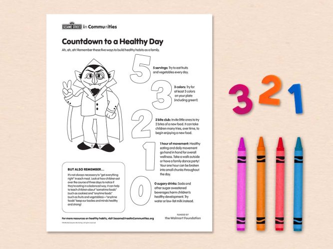 Countdown to a Healthy Day printable.