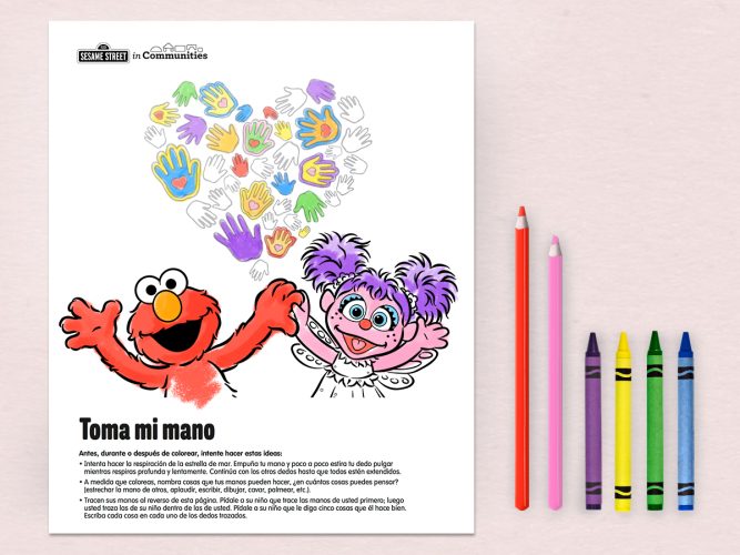 Toma mi mano coloring page.