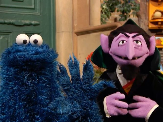 Cookie Monster and the Count.