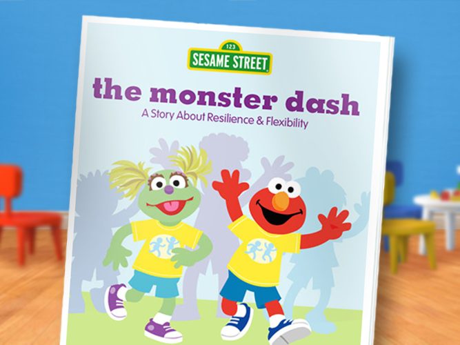 The Monster Dash storybook with Elmo and Karli.