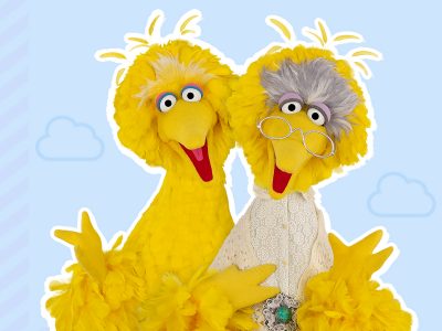 Big Bird and Granny Bird pose together