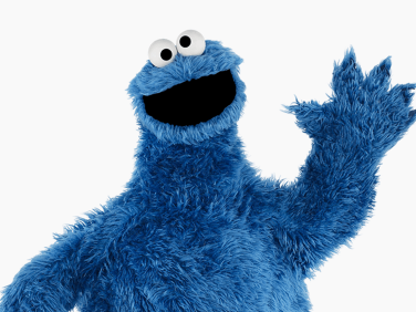 Cookie Monster waving.