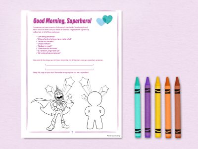 Good Morning Superhero activity sheet.