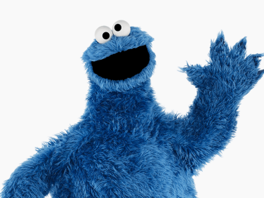 Cookie Monster waving.