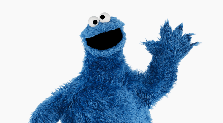 Cookie Monster waving.