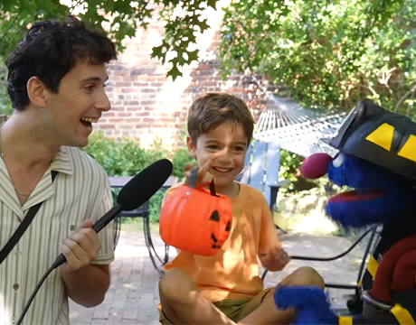 An interview with Grover and a child