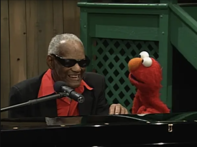 Ray Charles sings with Elmo.