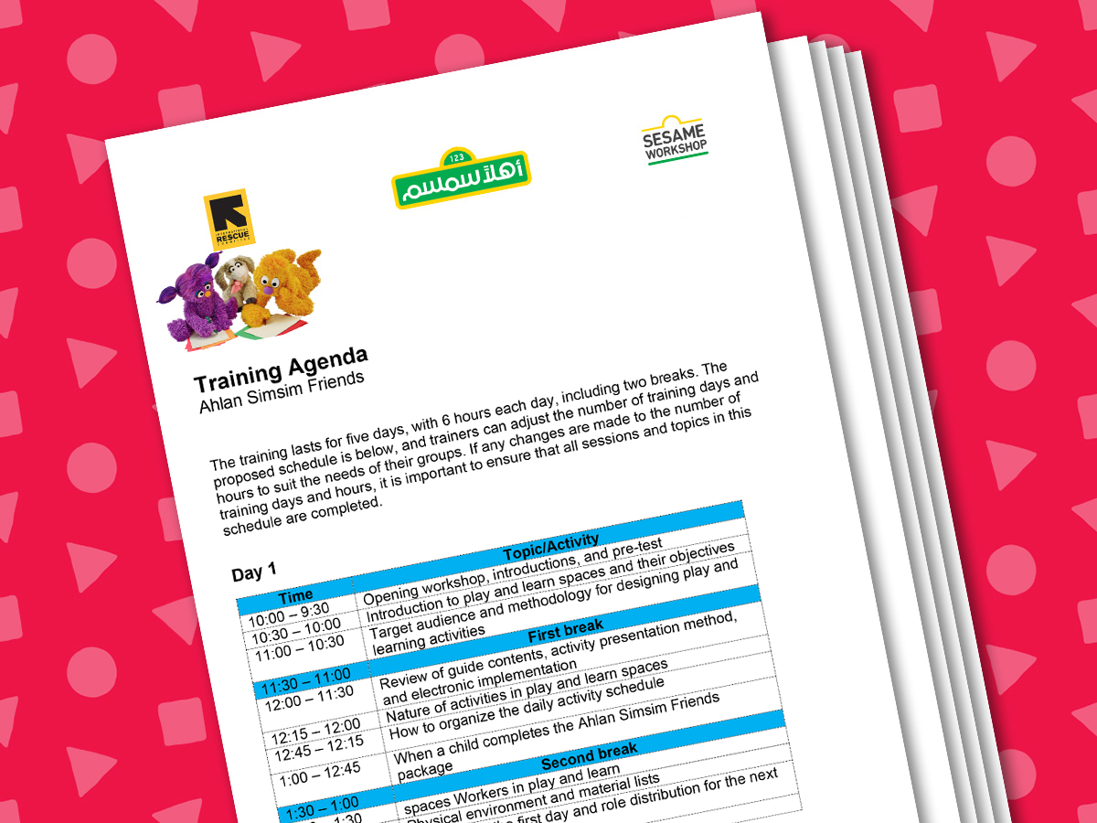 Ahlan Simsim Friends Training Agenda