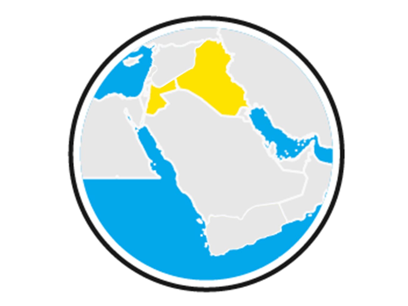 A Globe with Iraq, and Jordan highlighted