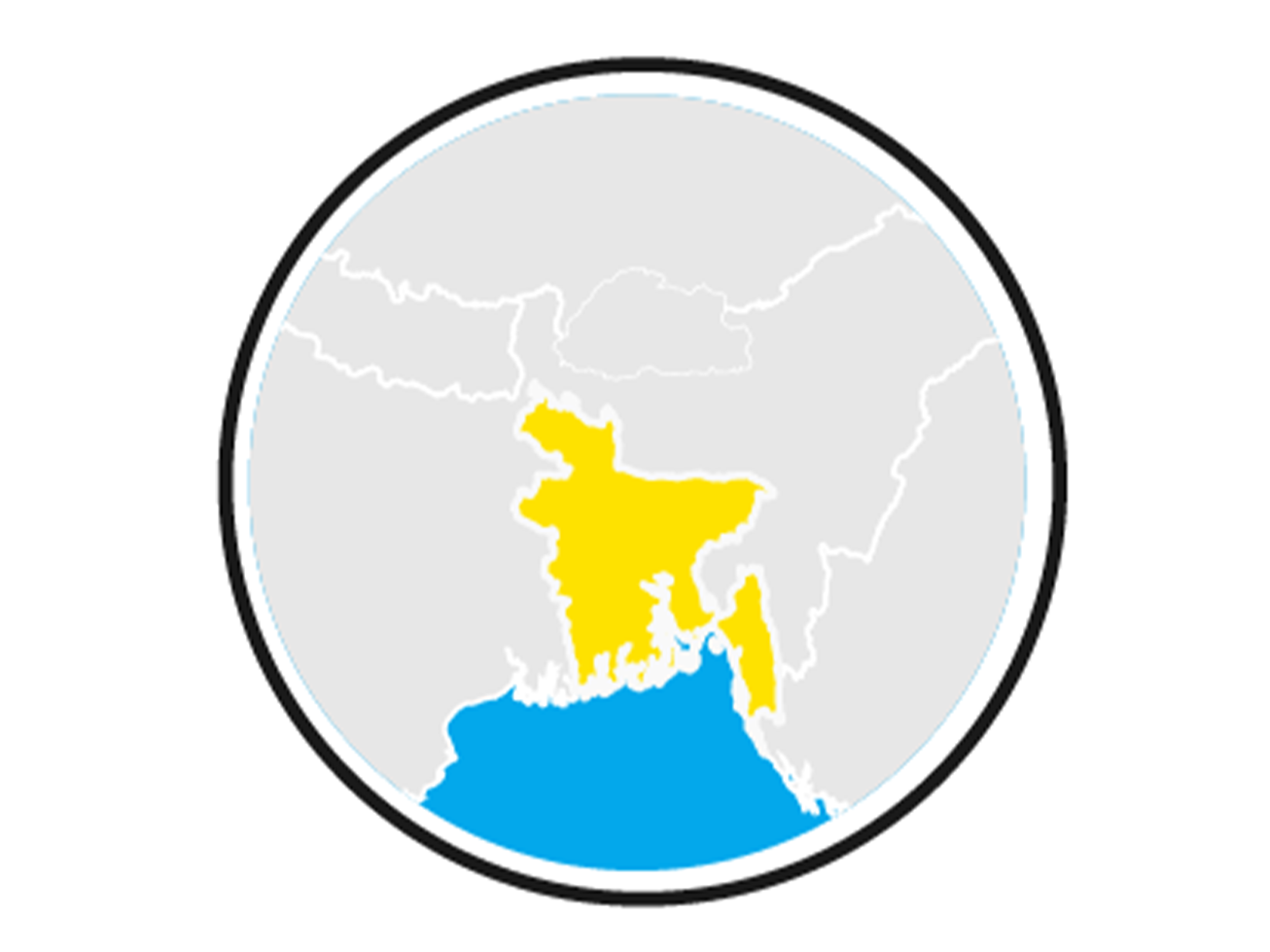 A globe with Bangladesh highlighted.