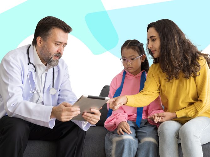 Parent and pediatrician in conversation