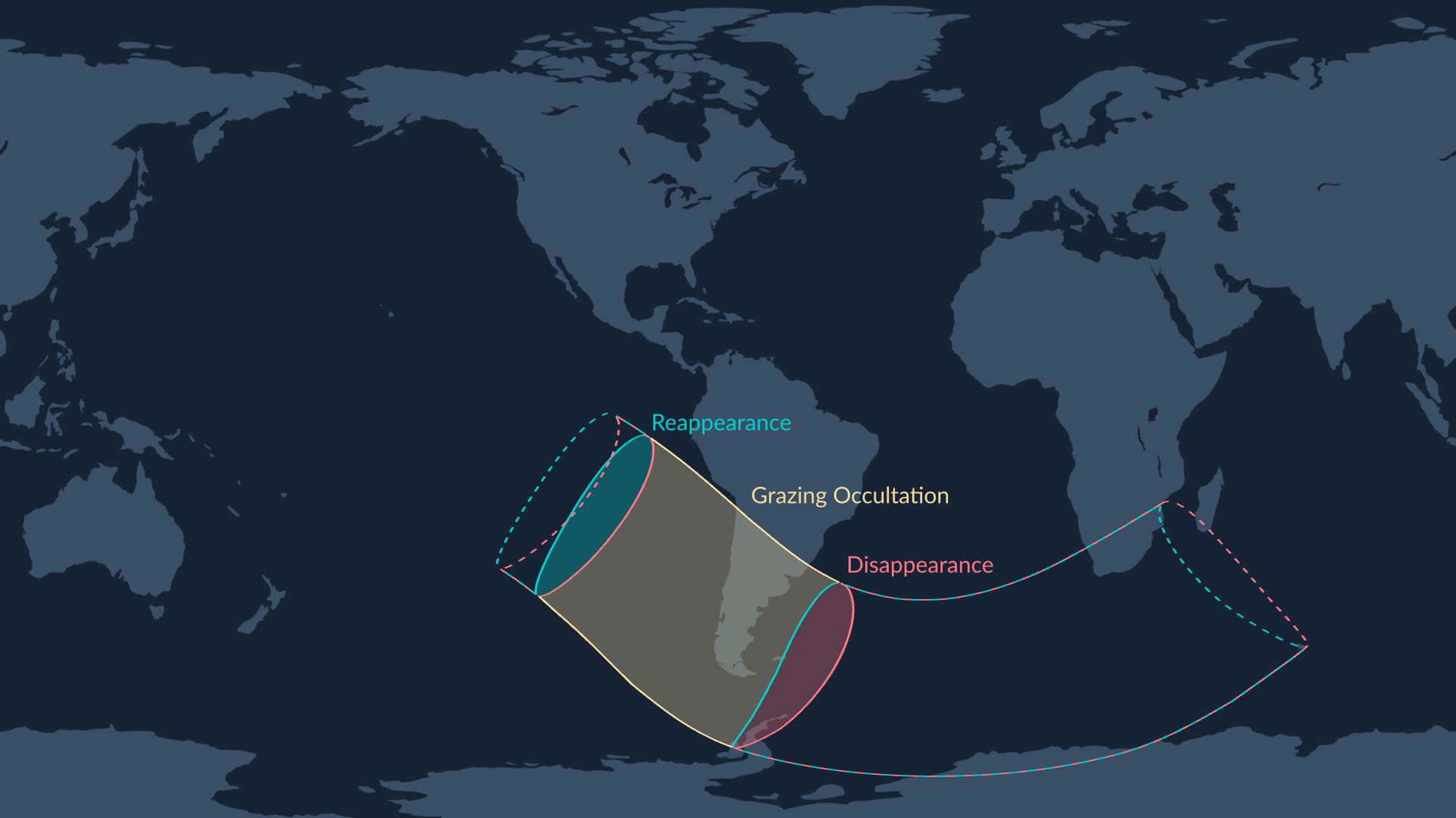 Visibility of the lunar occultation of Antares on February 21.