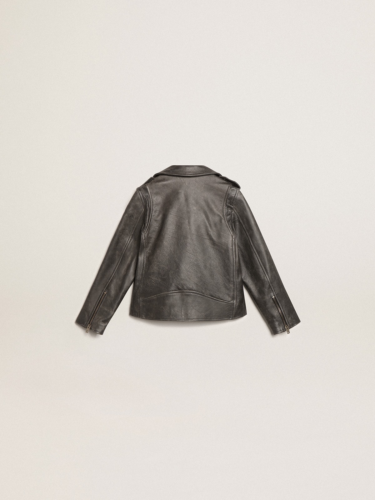 Golden Goose - Boys’ biker jacket in distressed leather in 