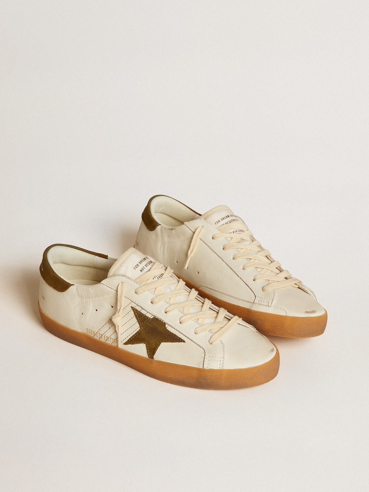 Golden Goose - Men's Super-Star LTD with military green nubuck star and heel tab in 