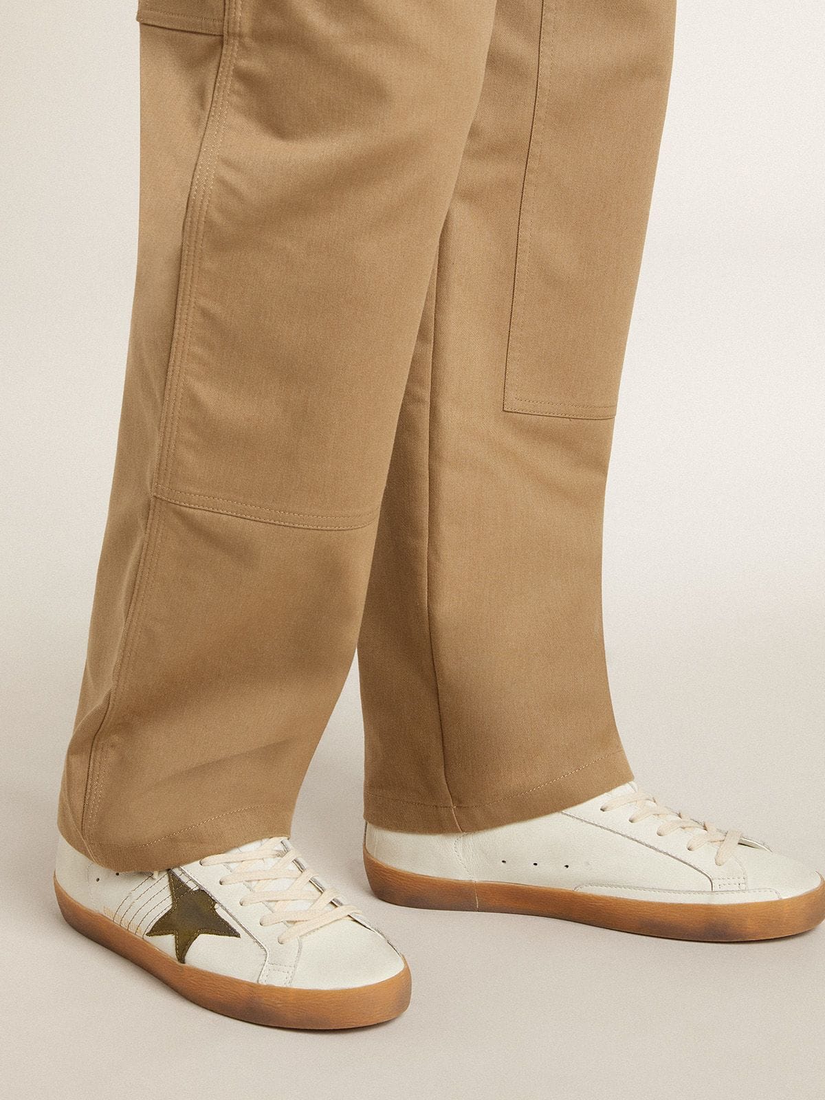 Golden Goose - Men's Super-Star LTD with military green nubuck star and heel tab in 