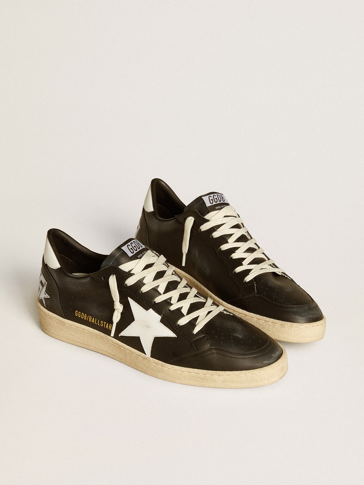 Golden Goose - Men's Ball Star in black nappa with white leather star and heel tab in 