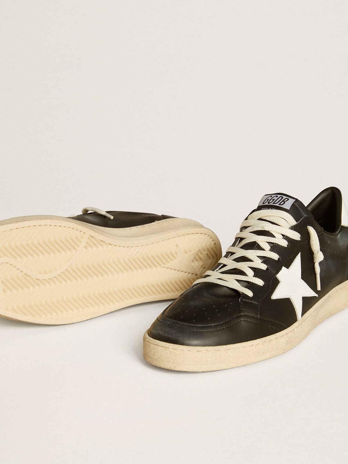 Golden Goose - Men's Ball Star in black nappa with white leather star and heel tab in 