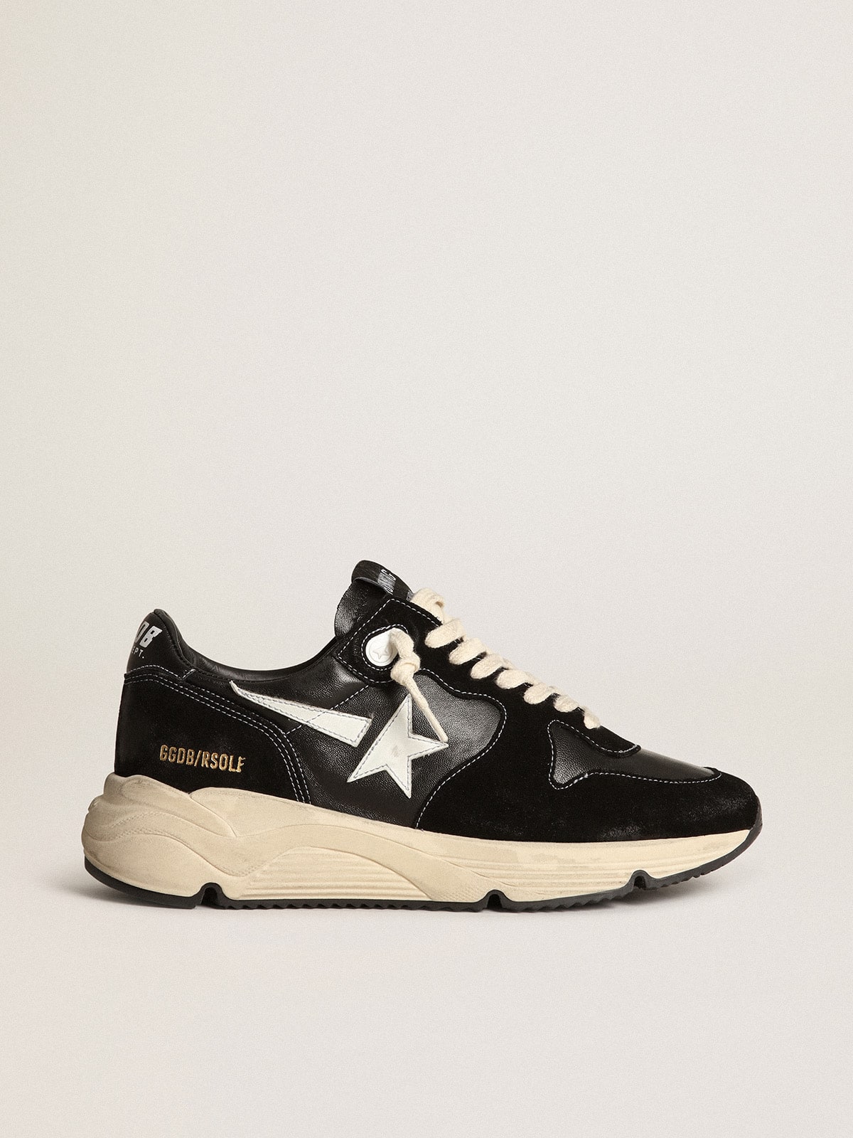 Golden Goose - Running Sole Uomo in nappa e suede neri con stella bianca in 