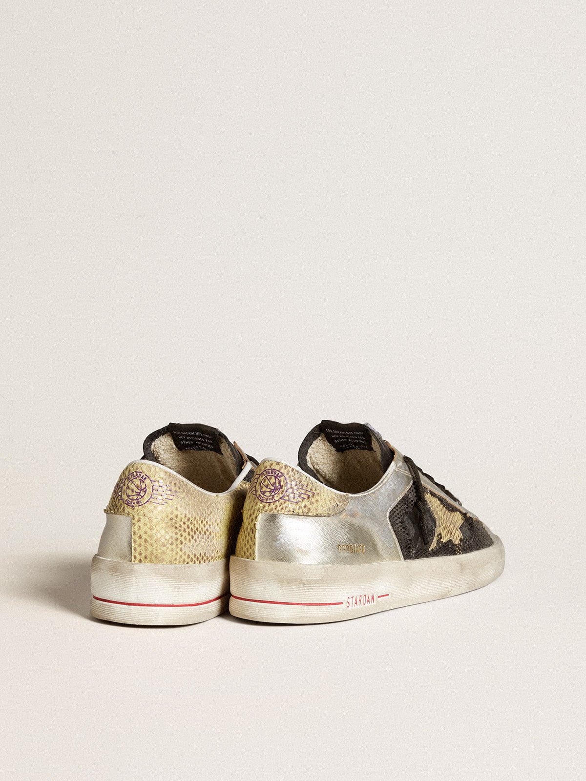 Golden Goose - Stardan LAB in silver leather and mesh with golden star and heel tab in 