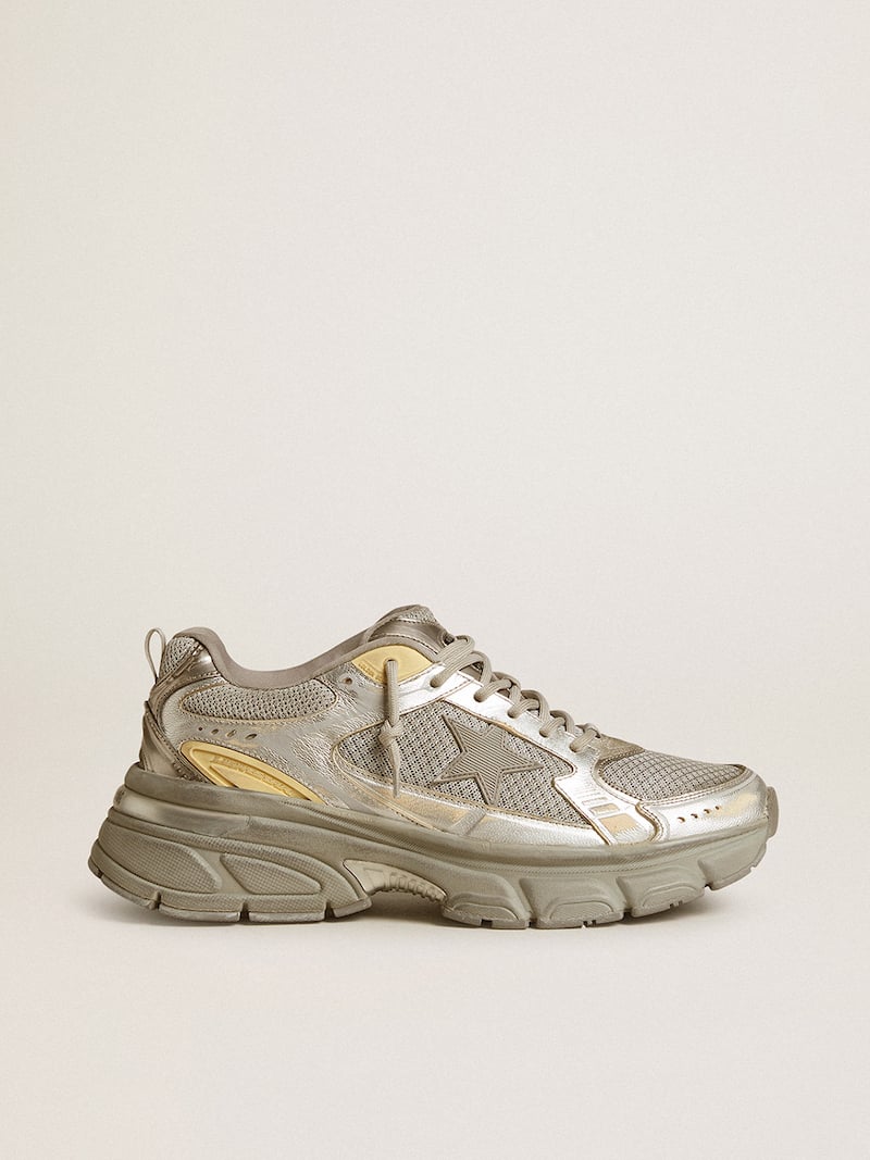 Men’s Lightstar in metallic leather and silver mesh with gray star