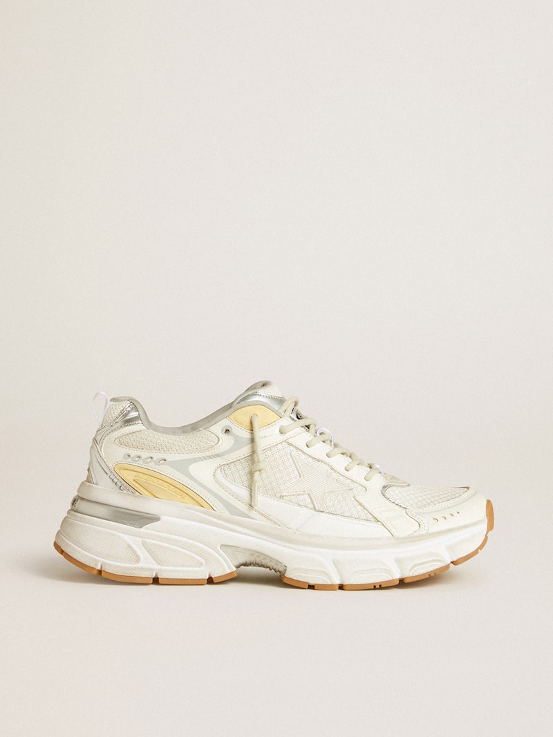 Men’s Lightstar in white leather and mesh with worn-white star