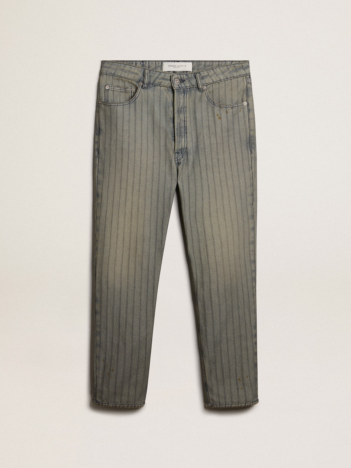 Golden Goose - Men's gray pants in striped denim in 