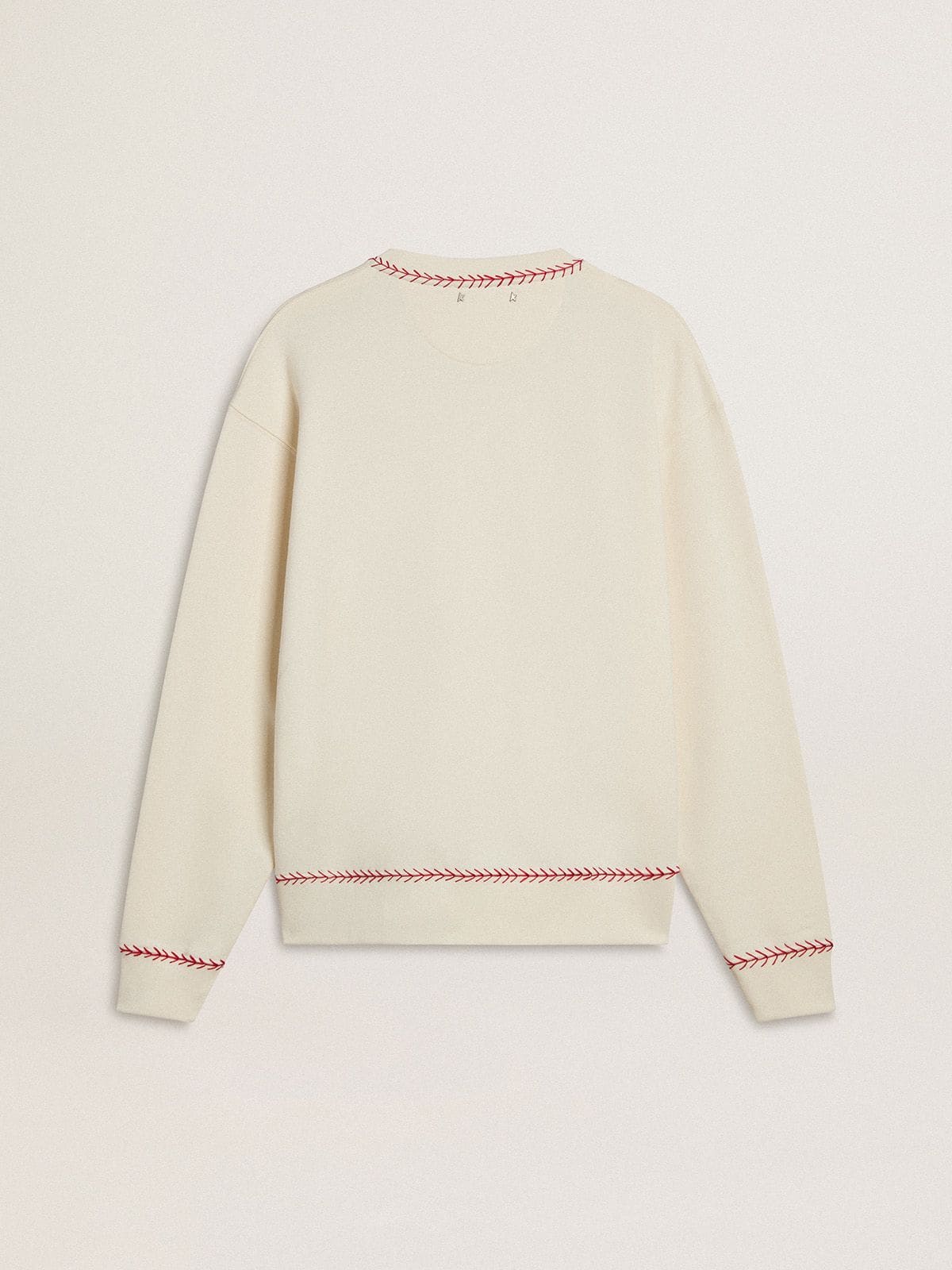 CNY sweatshirt in worn-white cotton with red embroidery