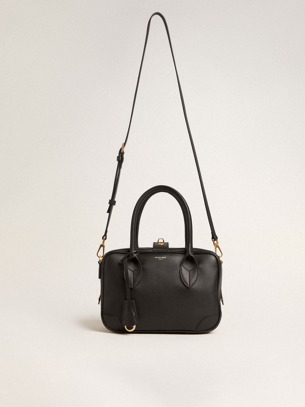 Golden Goose - Vita Bag in smooth black leather with gold details in 