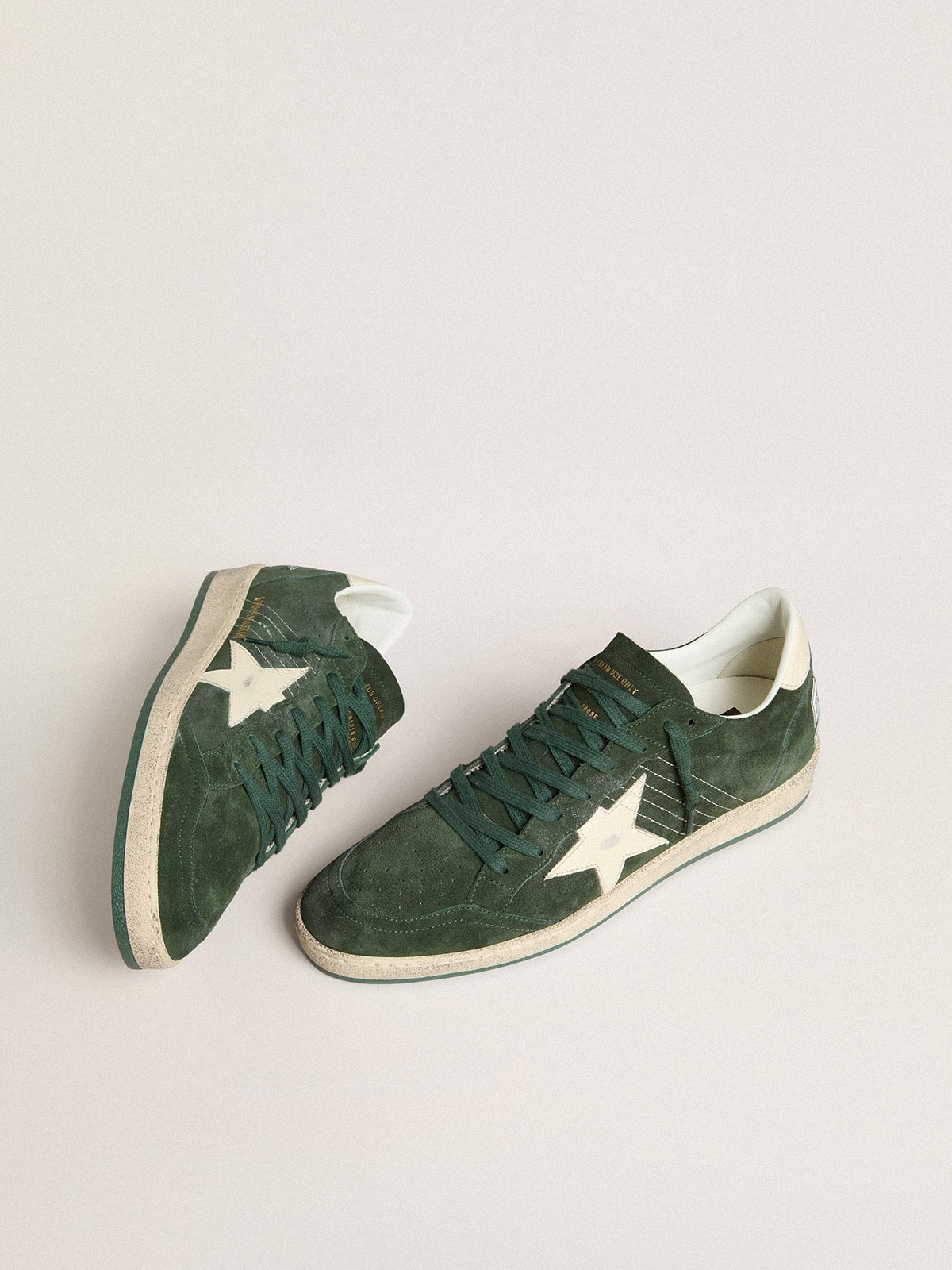 Women's Ball Star in green suede with white leather star and heel tab