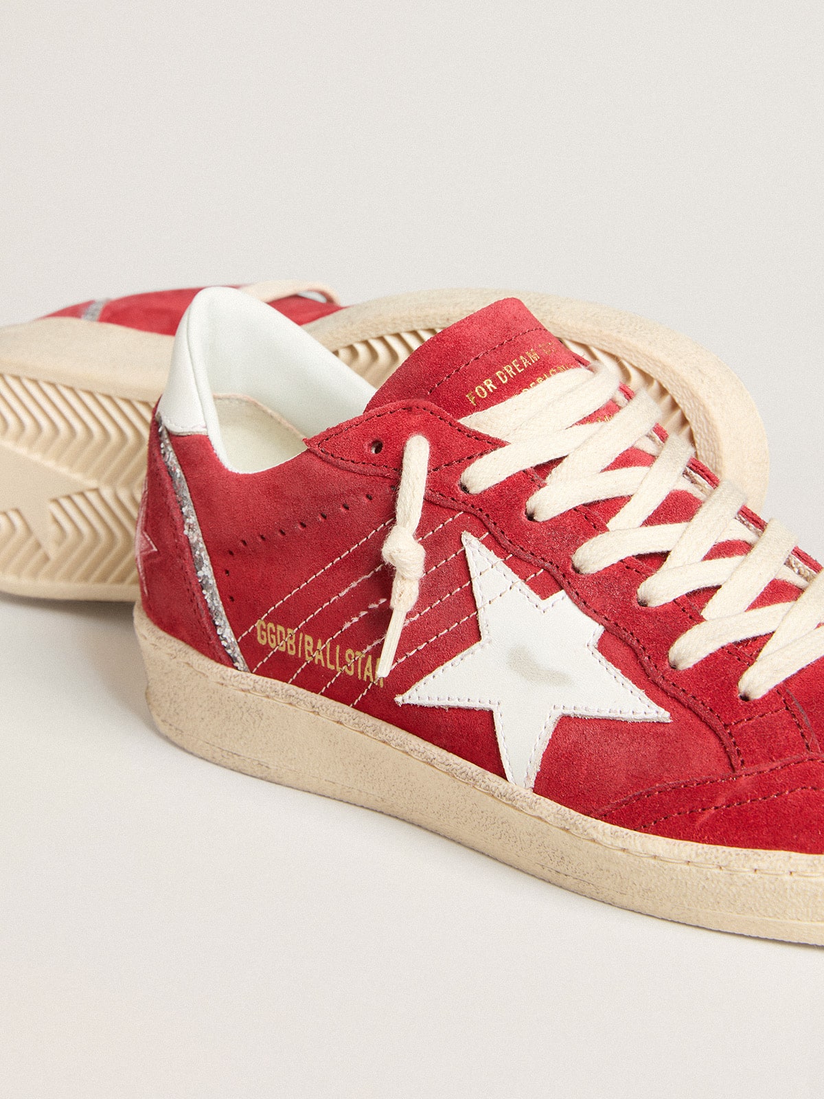 Golden Goose - Ball Star in red suede with white leather star and heel tab in 