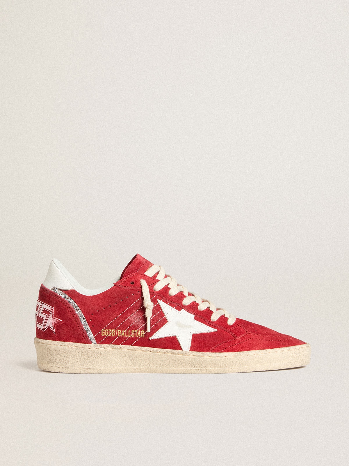 Golden Goose - Ball Star in red suede with white leather star and heel tab in 