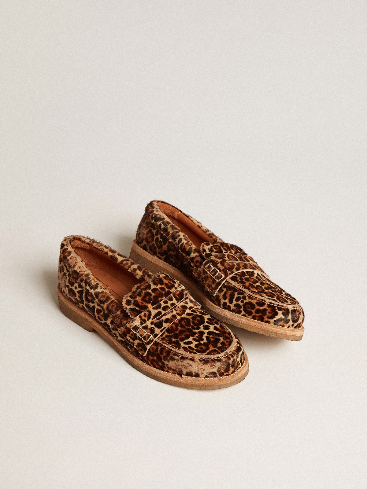 Women's Jerry loafer in leopard-print pony skin