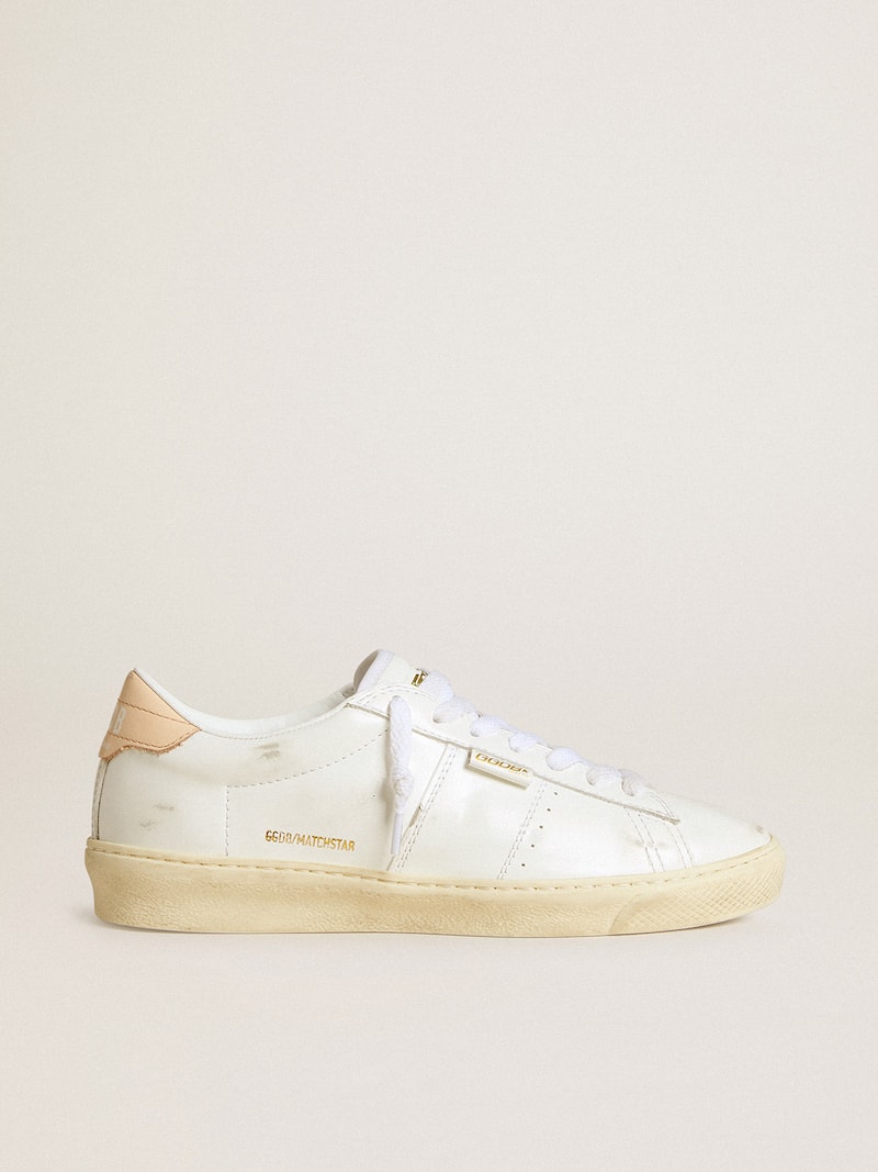 Matchstar in leather with peach pink heel tab