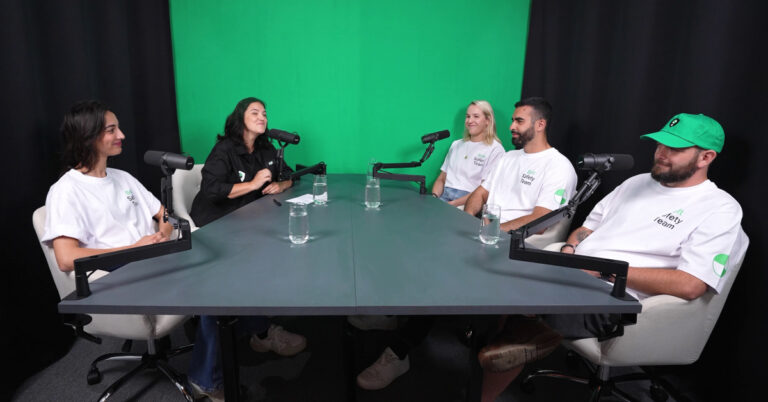 4 members of the Bolt Safety Team discussing safety in a podcast studio