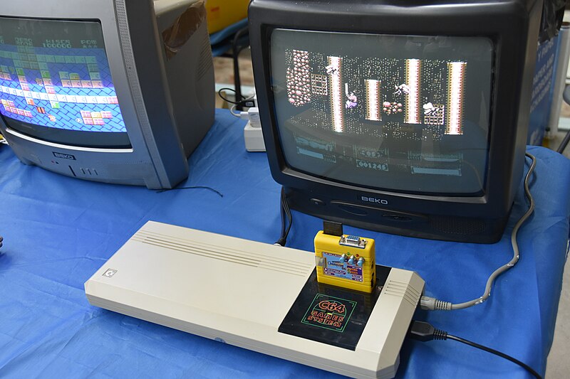 Turbo Chameleon 64 cartridge in use on C64 Games System.