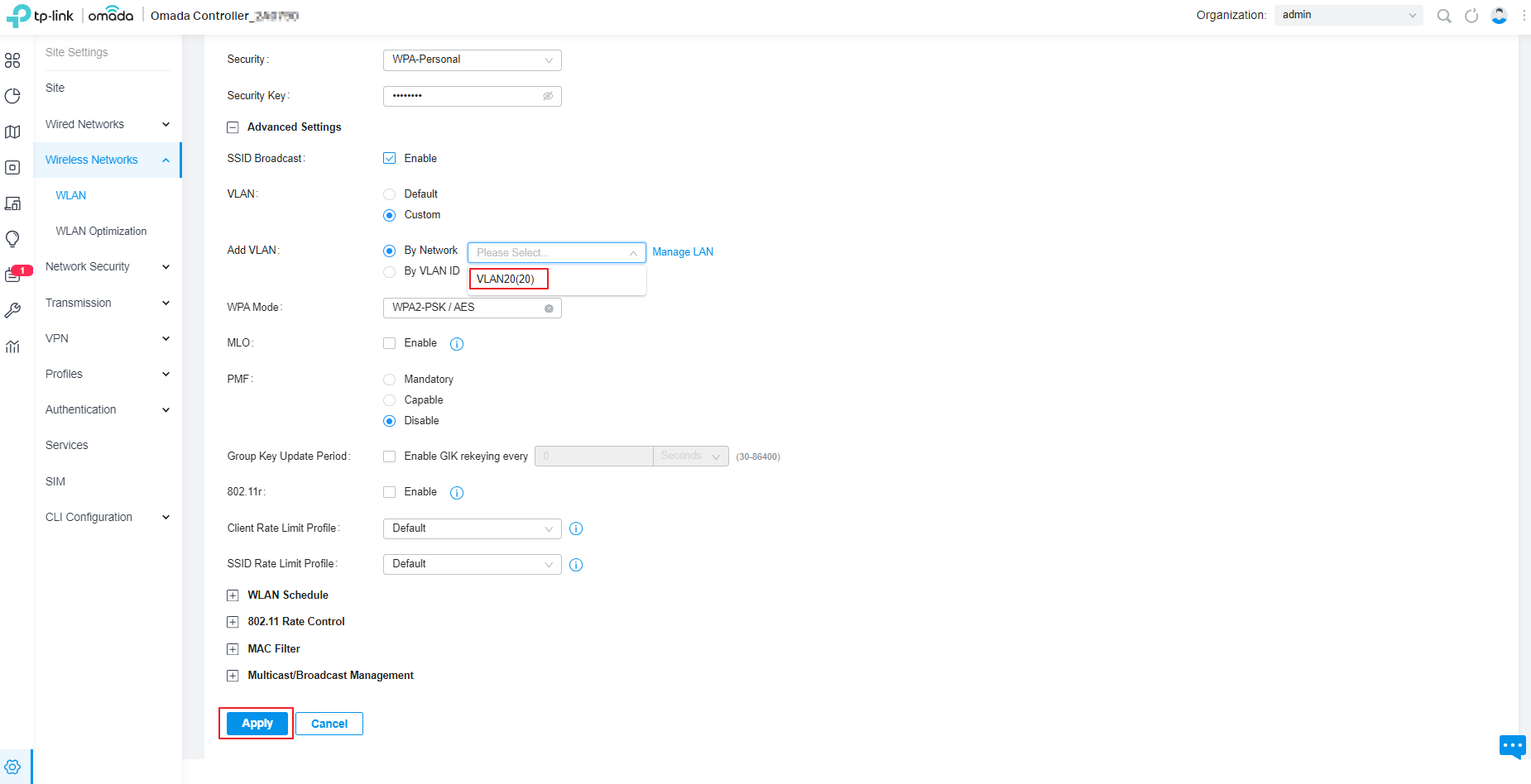 Click apply to save your LAN network configurations.