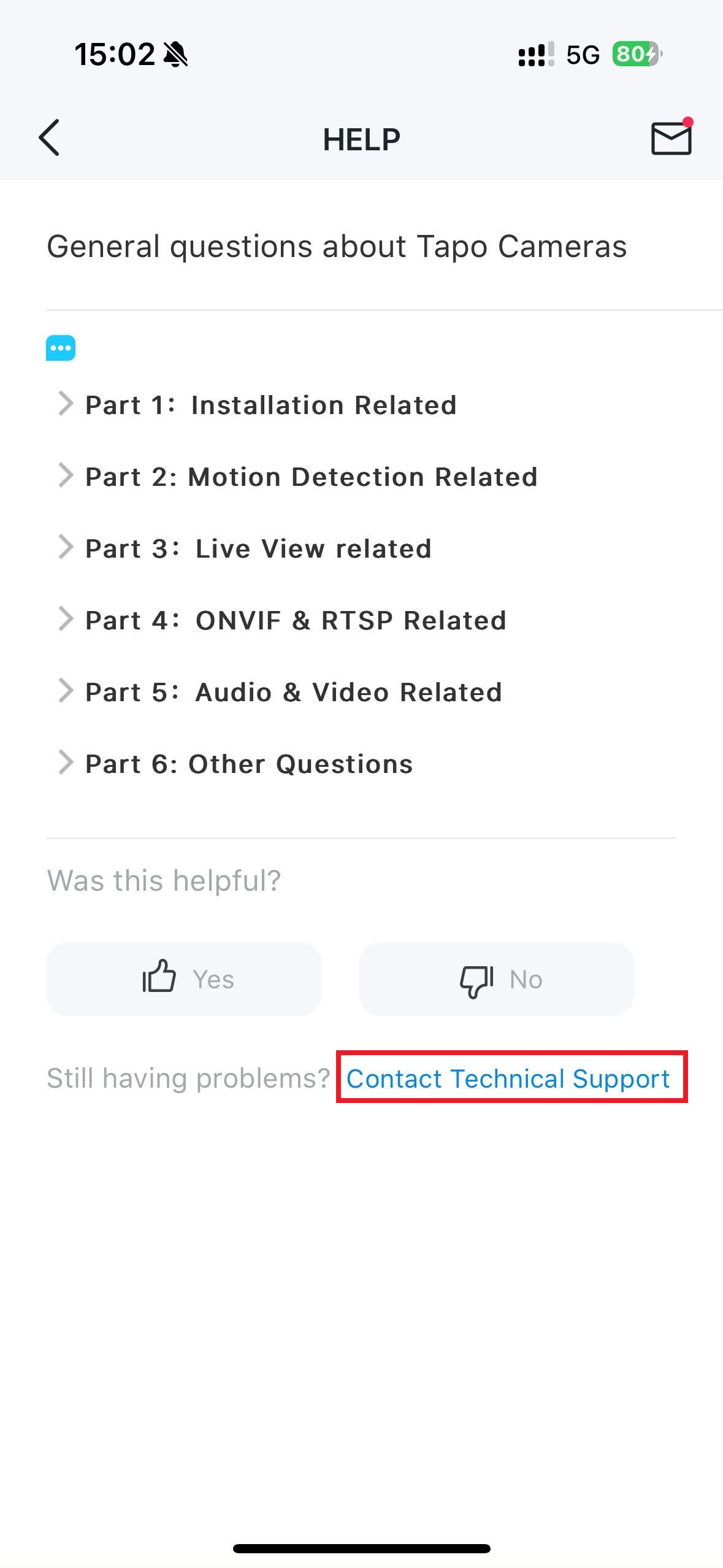 Screenshot guide for accessing Contact Technical Support.