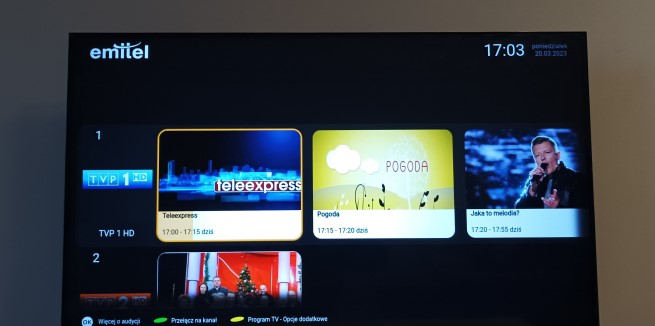 Aplikacja HbbTV Emitela z programem telewizyjnym