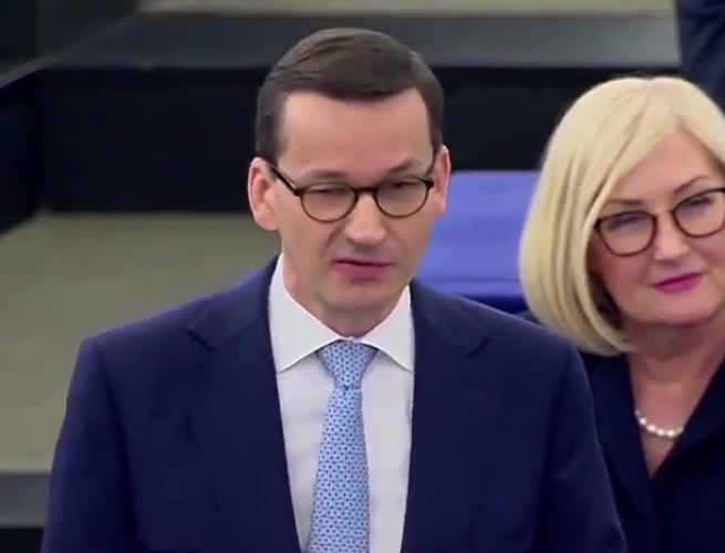 Mateusz Morawiecki w Parlamencie Europejskim, fot. TVP Info