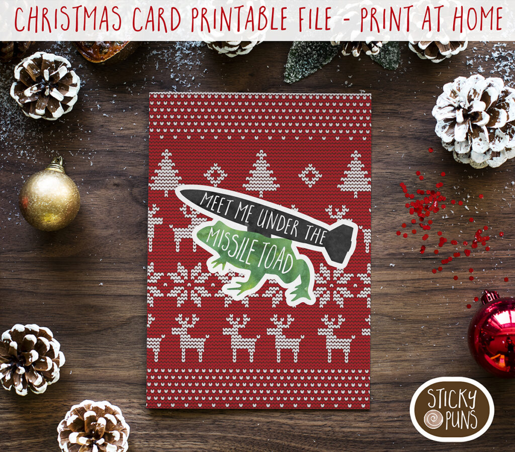 Missile Toad Christmas card printable digital art funny