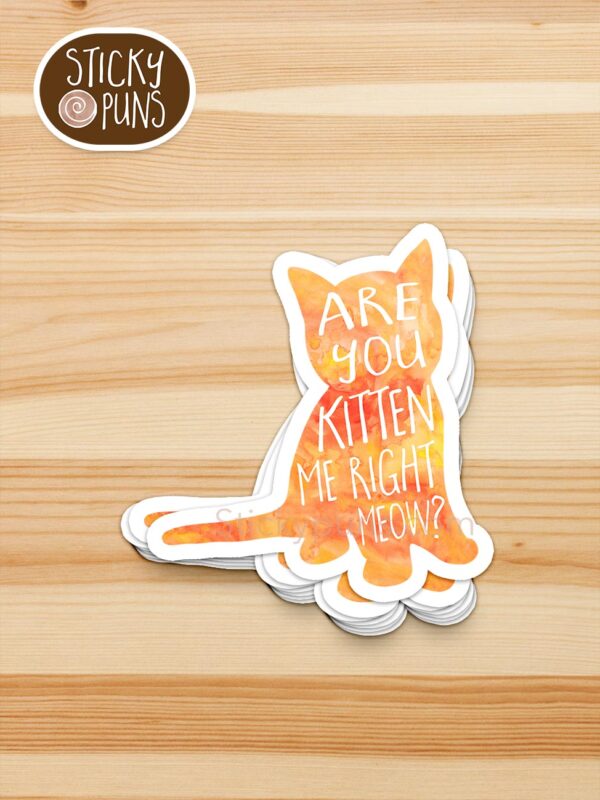 stack of Are you KITTEN me right MEOW? pun stickers