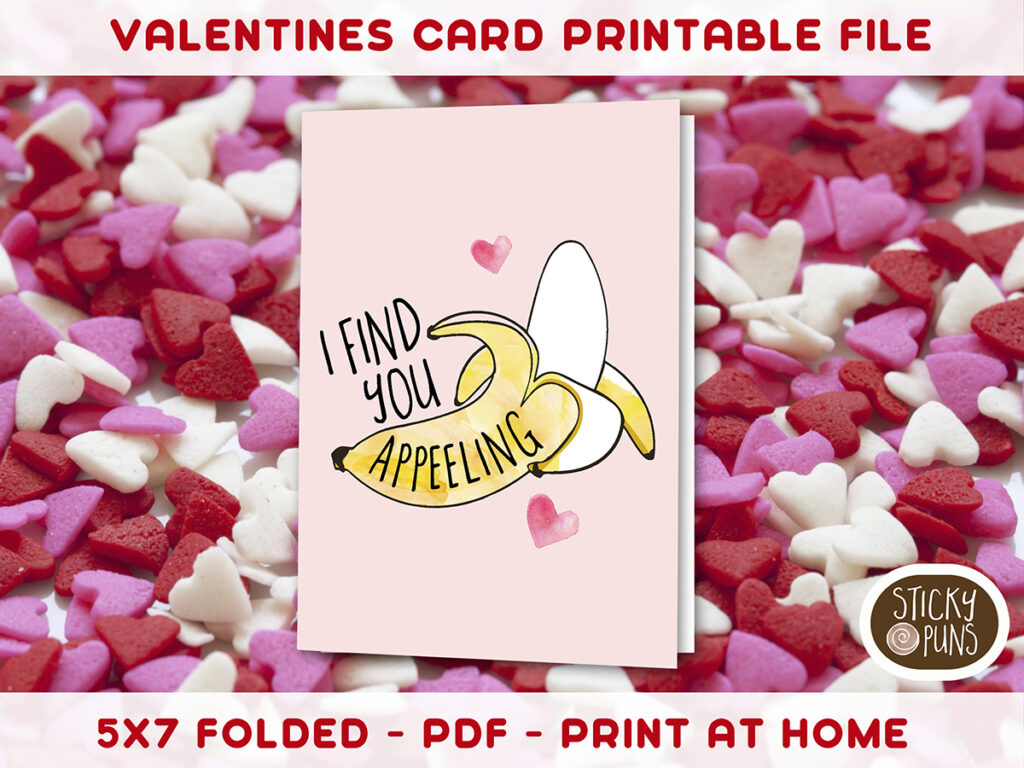 Printable 5x7 card for valentines love anniversary - digital art funny