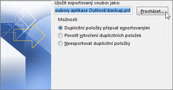 Umístění souboru PST