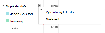 Vyberte Kalendář a pak Nastavení